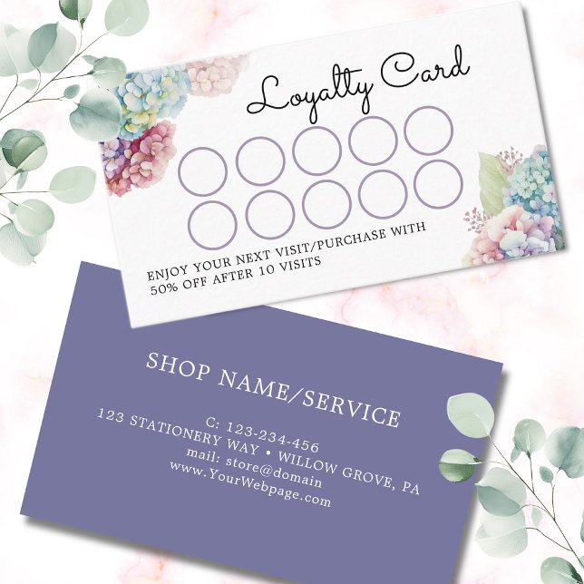 Violet hydrangeas lojalitetskort (Skapare uppladdad)