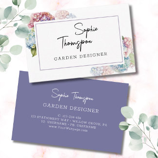 Violet hydrangeas visitkort