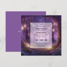 Violet i Midnight Enchanted Forest Bröllop Inbjudningar