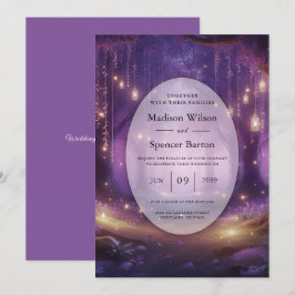 Violet i Midnight Enchanted Forest Bröllop Inbjudningar