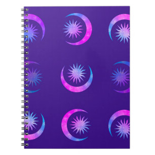 Violet Indigo Lila Måne & Sol Zen Dream Journal Anteckningsbok