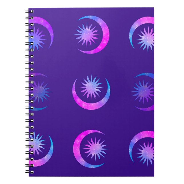 Violet Indigo Lila Måne & Sol Zen Dream Journal Anteckningsbok (Framsidan)