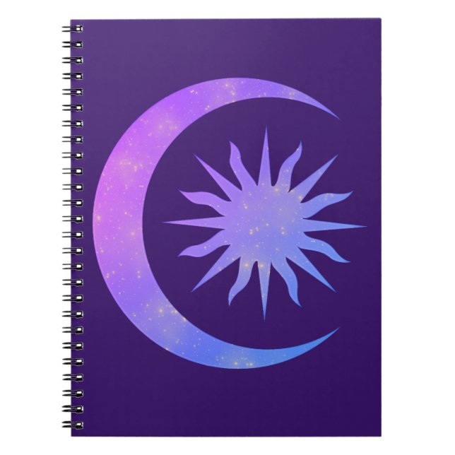 Violet Indigo Purple Måne & Sol Zen Drömjournal Anteckningsbok (Framsidan)