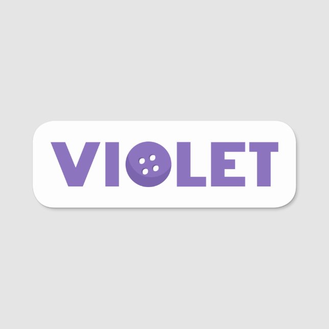 Violet-knapp namn bricka namnbricka (Framsida)