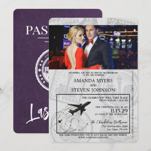 Violet Las Vegas Passport Bröllop Inbjudningar