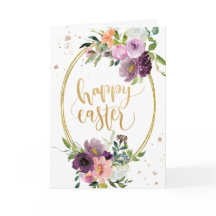 Violet Lavender Blommigt Guld Ram Glad påsk