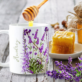 Violet Lavender Blooms inspirational Flowers Quote Kaffemugg