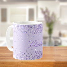 Violet lavender glitter stoft namn-skript elegant