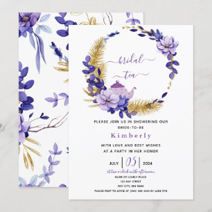 Violet Lavender & GoldFloral Möhippa Tea Inbjudningar