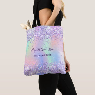 Violet lavender holography namn business tygkasse
