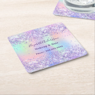 Violet lavender holography namn business underlägg papper kvadrat