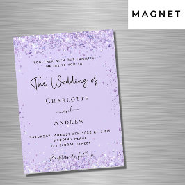 Violet lavender konetti-manuslyxen bröllop magnetisk inbjudningskort