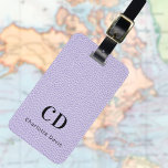 Violet lavender Lädermonogram namn Bagagebricka<br><div class="desc">Violet,  lavender färgad faux-läder skrivs ut som bakgrund. Anpassa och lägg till ditt monogram brev och fullt namn på framsidan. Din kontaktinformation på baksidan. Svart text.</div>