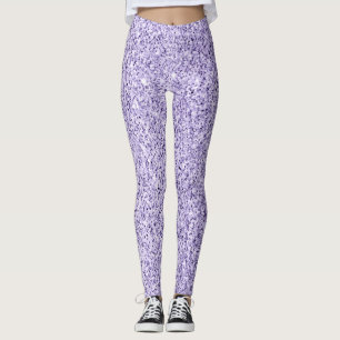 Violet lavender lila glitter faux sparkles leggings