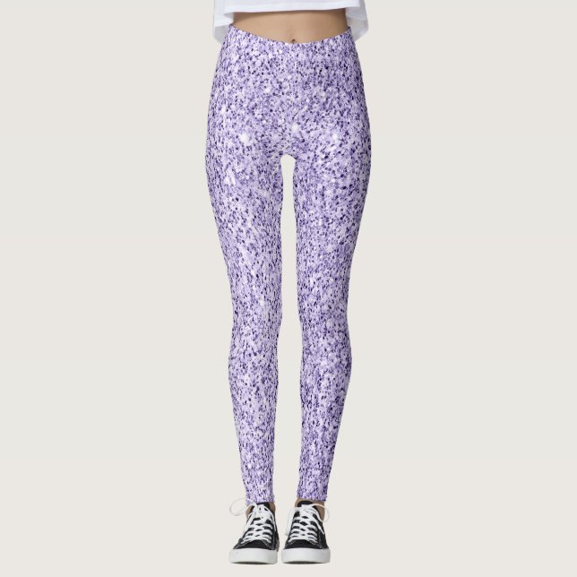 Violet lavender lila glitter faux sparkles leggings (Framsida)