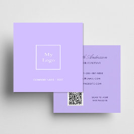 Violet lavender logotyp QR-elegant Fyrkantigt Visitkort