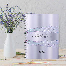 Violet lavender metall agate marble namn anteckningsbok