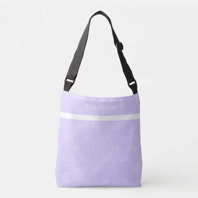 Violet lavender monogram initialer mönster namn axelväska (Framsida)