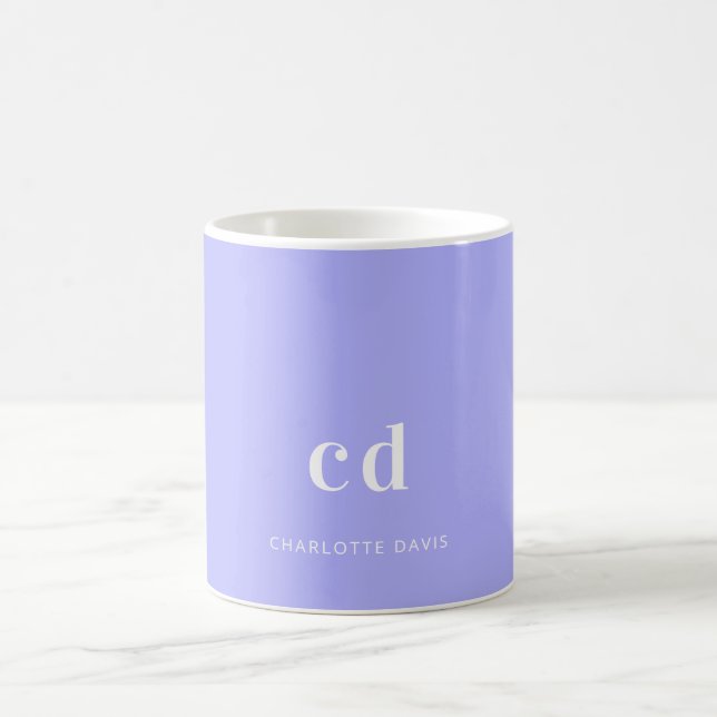 Violet lavender monogram initialer namn kaffemugg (Center)