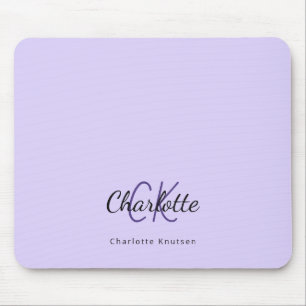 Violet lavender monogram initialer namn musmatta
