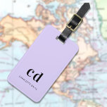 Violet lavender monogram namn minimalist bagagebricka<br><div class="desc">En violett,  lavender färgad bakgrund. Anpassa och lägg till ditt monogram initialer och fullt namn. Svart färgad brev.</div>