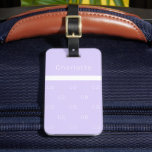 Violet lavender namn elegant modern initialer bagagebricka<br><div class="desc">En violett,  lavender färgad bakgrund. Anpassa och lägg till ditt monogram initialer och namn skrivet med block brev. Vit brev på framsidan,  svart på baksidan. Modern,  trendig och enkel. Tillbaka: lägg till kontaktinformation.</div>