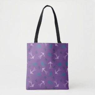 Violet Lavender Svälj Blommönster Tote Bag Tygkasse