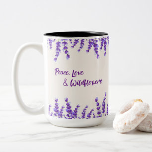 Violet Lavender Wildblommor Två-Tonad Mugg