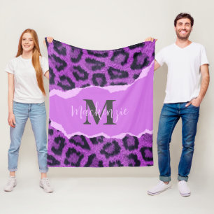 Violet Leopard Print Fleecefilt