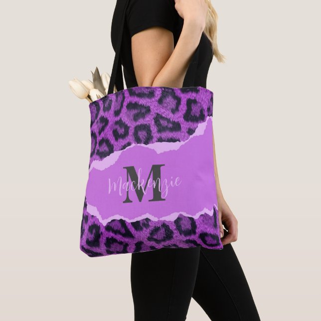 Violet Leopard Print Tygkasse (Närbild)