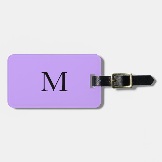 Violet Light Lila Monogram Initial Namn Gift Bagagebricka (Horisontell Framsida)