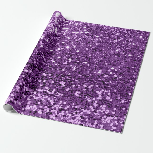 Violet Lila Amethyst Sequin Glitter Shiny Effect Presentpapper (Utrullad)