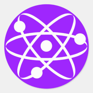 Violet Lila Atom Runt Klistermärke