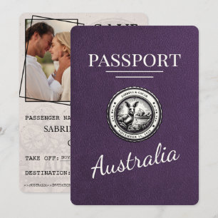 Violet Lila Australia Passport Save Date Spara Datumet