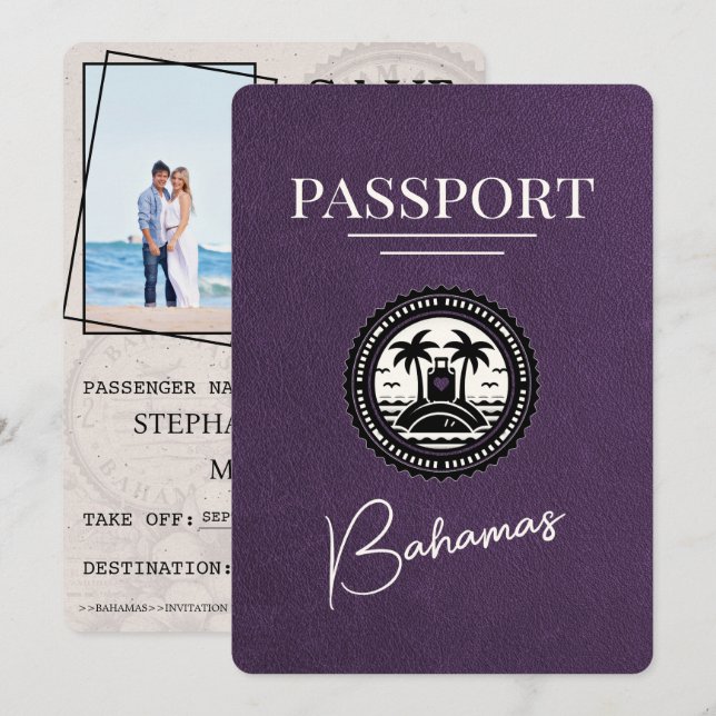 Violet Lila Bahamas Passport Spara datum Datumet (Fram/baksida)