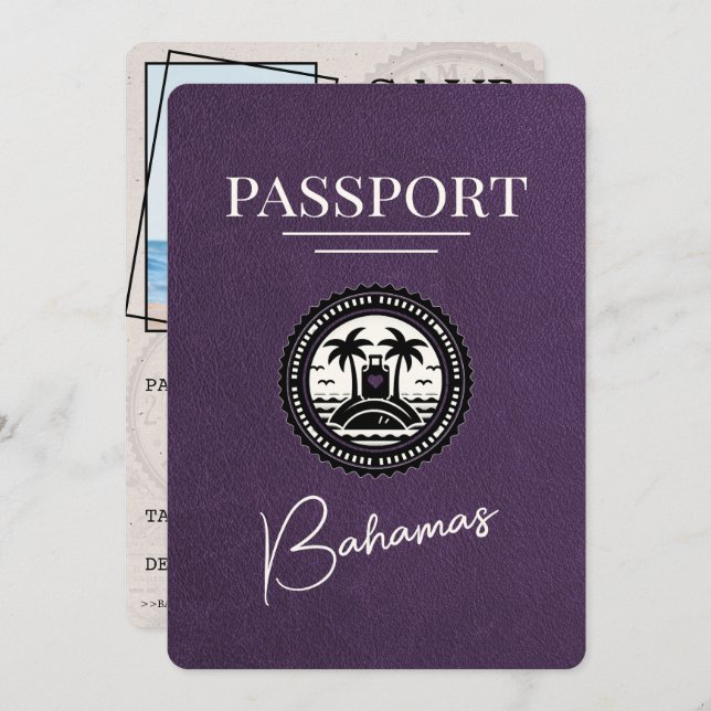 Violet Lila Bahamas Passport Spara datum Spara Datumet (Fram/baksida)