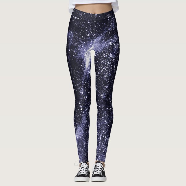 Violet lila Black abstrakt galaxy Leggings (Framsida)