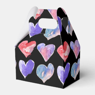 Violet Lila Black Hjärter 5 Papper box Presentaskar