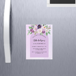 Violet lila blomgreenery arch-lyxfödelsedag magnetisk inbjudningskort