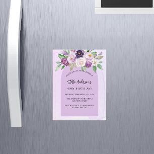 Violet lila blomgreenery arch-lyxfödelsedag magnetisk inbjudningskort