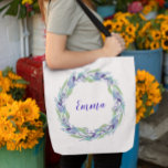 Violet Lila blommor Blommigt Personlig Monogram Tygkasse<br><div class="desc">Den här designen har skapats av digital konst och innehåller vackra vattenfärgblommor i lila. Det kan vara personlig om du klickar för att anpassa ytterligare alternativ och ändra namn, initialer eller ord. Du kan också ändra texten färg och stil eller ta bort texten för en bilddesign. Kontakta mig på colorflowcreations@gmail.com...</div>