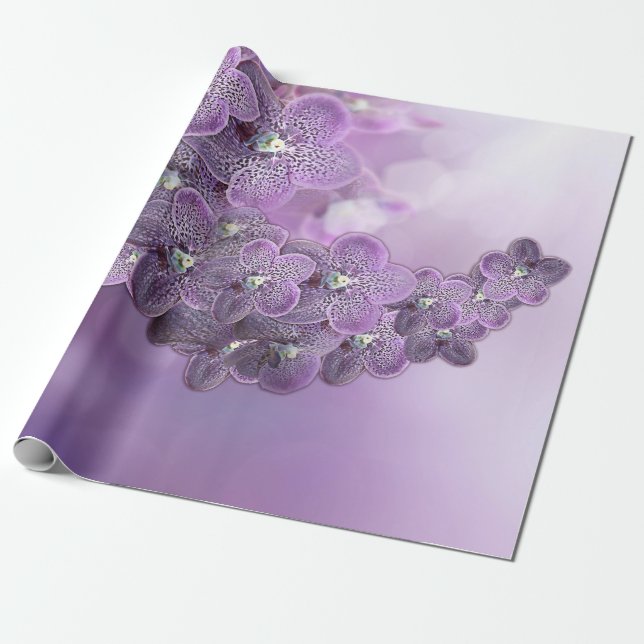 Violet Lila Blooming Flower Orchids Clutch Presentpapper (Utrullad)