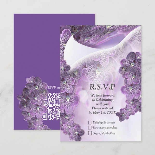 Violet Lila Blooming Flower Orchids OSA Kort (Fram/baksida)