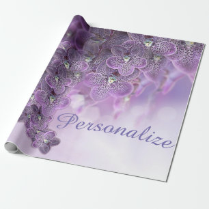 Violet Lila Blooming Flower Orchids Wrapping Pap Presentpapper