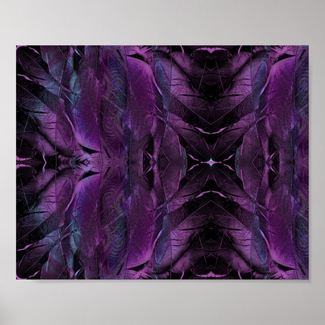 Violet Lila blue black fjäther struktur abstrakt Poster (Framsidan)