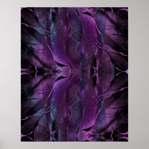 Violet Lila blue black fjäther struktur abstrakt Poster