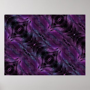 Violet Lila blue black fjäther struktur abstrakt Poster