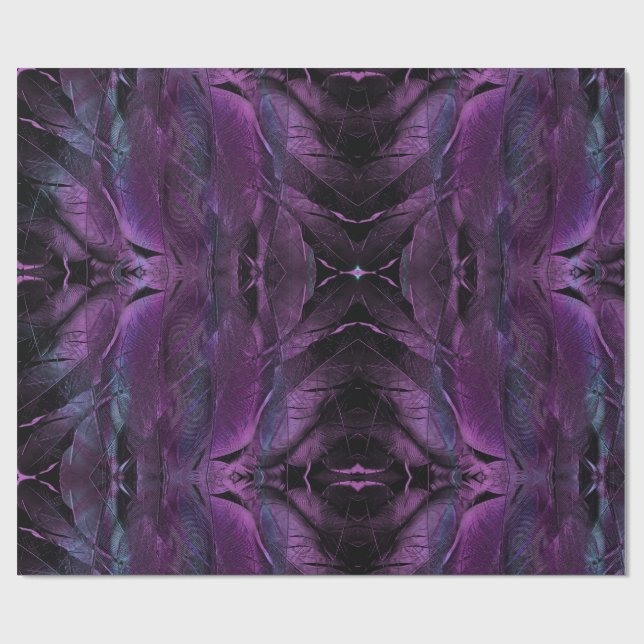 Violet Lila blue black fjäther struktur abstrakt Presentpapper (Platt)