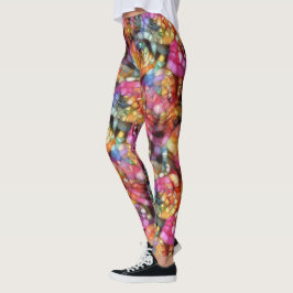 Violet Lila Blue Rosa Black Bubbles Art Mönster Leggings