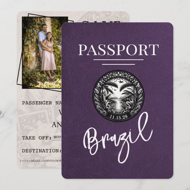 Violet Lila Brasilien Passport Spara datum Datumet (Fram/baksida)